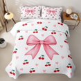 thumbnail image 1 of Erosebridal Coquette Cherry Bow Twin Quilt Set,Pink Ribbon Cherry Heart Twin Coverlet Set For Girls,2-Piece, 1 of 7