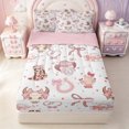 thumbnail image 1 of Erosebridal Coquette Western Cowgirl Zipper Full Size Comforter Sets with Fitted Sheet and 2 Pillowcases,Pink Bow Skull Cactus Horseshoe White Zipper Bedding Set,Pink Reversible,4 Pieces, 1 of 7