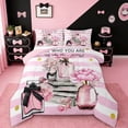 thumbnail image 1 of Erosebridal Cosmetics Perfume Comforter Sets Queen Size,Pink Flower Comforters & Duvets,Geometric Stripes Bedding Queen Comforter Set For Girls,Super Cozy Room Decor Reversible,3-Piece, 1 of 7