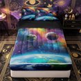 thumbnail image 1 of Erosebridal Cosmic Planet Pattern Zipper Full Size Comforter Sets with Fitted Sheet and 2 Pillowcases,Vibrant Nebula Galaxy Print Zipper Bedding Set,Purple Orange Teal,Black Reversible, 1 of 6