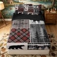 thumbnail image 1 of Erosebridal Country Forest Pattern Zipper Twin Comforter Sets with Fitted Sheet and 2 Pillowcases,Wild Animal Silhouette Print Zipper Bedding Set,Burgundy Red Grey White,Black Reversible, 1 of 6