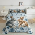 thumbnail image 1 of Erosebridal Couple Bunnies Bedding Comforter Set, Cartoon Rabbit Down Comforter, Blue Rose Decor, Reversible 2pcs, 1 of 8