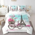 thumbnail image 1 of Erosebridal Couple Flower Bedding Sets Twin Size, Romantic Eiffel Tower Comforter Sets with Sheets, Valentines Day Bed Set, Super Cozy Room Decorative, 7pcs, 1 of 4