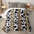 thumbnail image 1 of Erosebridal Cow Print Quilt King, Boho Aztec Triangle King Coverlet Set, 3pcs, 1 of 7