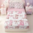 thumbnail image 1 of Erosebridal Cowgirl Boot Silhouettes Zipper Queen Comforter Set with Fitted Sheet and 2 Pillowcases,Bowknot Zipper Bedding Set,Pink Reversible,4-Piece, 1 of 7