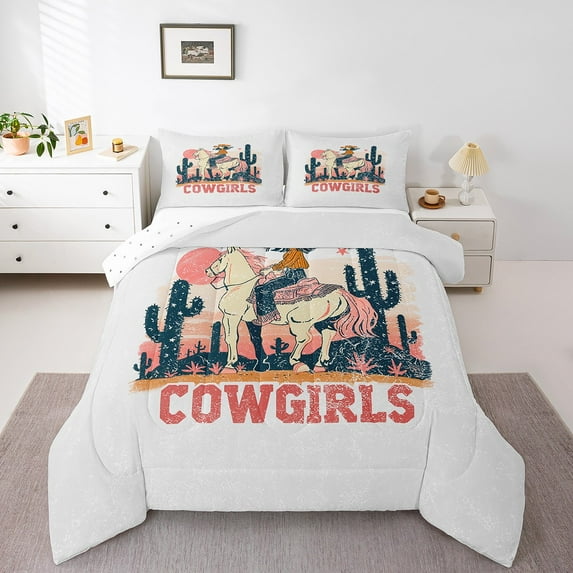Erosebridal Cowgirl Comforter Set King Size,West Comforter,Western Bedding Set,Duvet Set Room Decor Quilt Set,With 2 Pillow Cases