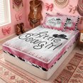 thumbnail image 1 of Erosebridal Cowgirl Letter Zipper Twin Comforter Sets with Fitted Sheet and 2 Pillowcases for Girls, Texture Print Zipper Bedding Set, Pink, Black White, Pink Reversible, 4-Piece, 1 of 7