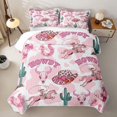thumbnail image 1 of Erosebridal Cowgirl Western Bed Spread Queen,Pink Howdy Cowboy Horse Cactus Queen Coverlet Set,3-Piece, 1 of 7