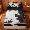 thumbnail image 1 of Erosebridal Cowhide Hide Zipper Twin Comforter Sets with Fitted Sheet and 2 Pillowcases,Rustic Farm Animal Zipper Bedding Set For Boys,Black Reversible,4 Pieces, 1 of 7