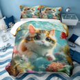 thumbnail image 1 of Erosebridal Cute Animal Bed Spread Queen, Ocean Kitten Queen Coverlet Set, Polka Dots Reversible 3pcs, 1 Quilt and 2 Pillowcases, 1 of 7