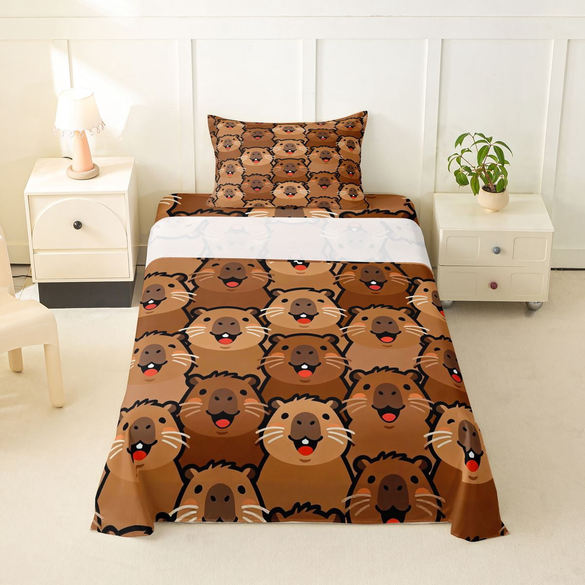 Capybara Compass Set Erosebridal Cute Animal Capybara Twin Sheet Sets For Capybara Lover ...