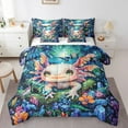 thumbnail image 1 of Erosebridal Cute Axolotl Comforter Set Twin 7 Pcs Botanical Floral Flowers Print Butterfly Tropical Leaves Bedding Set Nature Marine Animal Bed in a Bag with Comforter,Sheets, 1 of 5
