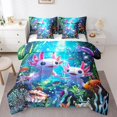 thumbnail image 1 of Erosebridal Cute Axolotl Comforter Set Twin 7 Pcs Kawaii Ocean Sealife Fish Anchor Decor Salamander Bedding Set Reptile Animal Bed in a Bag with Comforter,Sheets, 1 of 5