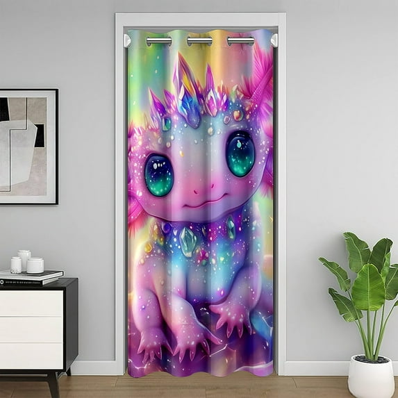 Erosebridal Cute Axolotl Door Curtain For Door Window 34x80, Bling Diamond Door Drape, Magic Sealife Room Divider Curtain, Door Curtain Bedroom Decor