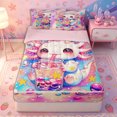 thumbnail image 1 of Erosebridal Cute Axolotl Pattern Zipper Full Size Comforter Sets with Fitted Sheet and 2 Pillowcases,Bubble Star Print Zipper Bedding Set,Blue Pink Purple,Pink Reversible, 1 of 6