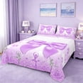 thumbnail image 1 of Erosebridal Cute Ballet Girls Full Size Sheets,3D Purple Bowtie Print Bed Sheets For Kids 4-Piece, 1 of 6