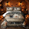 thumbnail image 1 of Erosebridal Cute Bath Ghost Twin Quilt Set, Boho Autumn Floral Twin Coverlet Set for Boys Girls, Neutral Brown White Orange, 2 Pieces 1 Bedspread and 1 Pillowcase, 1 of 7
