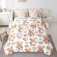 thumbnail image 1 of Erosebridal Cute Bear Bow Bedding Sets King Size, Blue Ribbon Bedding King Size, Cartoon Love Heart Reversible Comforter Sets with Sheets, Breathable Bedroom Decoration, 7pcs, 1 of 6