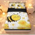 thumbnail image 1 of Erosebridal Cute Bee Zipper Full Size Comforter Sets with Fitted Sheet and 2 Pillowcases,Kawaii Daisy Floral Zipper Bedding Set,White Silver,Black Reversible,4pcs, 1 of 8
