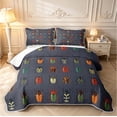 thumbnail image 1 of Erosebridal Cute Beetles Bed Spread Queen,Vintage Nature Wildlife Theme Queen Coverlet Set,Navy Red,3-Piece,1 Quilt and 2 Pillowcases, 1 of 7