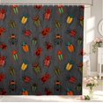 thumbnail image 1 of Erosebridal Cute Beetles Shower Curtain 72Wx84L,Dreamy Nature Wildlife Theme Bathroom Shower Curtain,Gray Red, 1 of 5