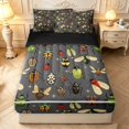 thumbnail image 1 of Erosebridal Cute Beetles Zipper Twin Comforter Sets with Fitted Sheet and 2 Pillowcases,Dreamy Bug Theme Zipper Bedding Set,Gray Green,Black Reversible,4pcs, 1 of 8
