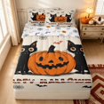 thumbnail image 1 of Erosebridal Cute Black Cats Zipper Twin Comforter Sets with Fitted Sheet and 2 Pillowcases, Halloween Pumpkin Bat Zipper Bedding Set for Boys Girls, Orange Cream Black, Halloween Reversible, 1 of 7