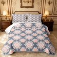 thumbnail image 1 of Erosebridal Cute Blossom Quilt King, Kawaii Flower King Coverlet Set, Pink Reversible, Slate Peach, 3-Piece (1 Bedspread and 2 Pillowcases), 1 of 7