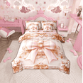 thumbnail image 1 of Erosebridal Cute Bow Bedding Sets Twin Size, Royal Pearl Victorian Damask Comforter Sets with Sheets, Princess Style Home Decor, Reversible 7-Piece, 1 of 4