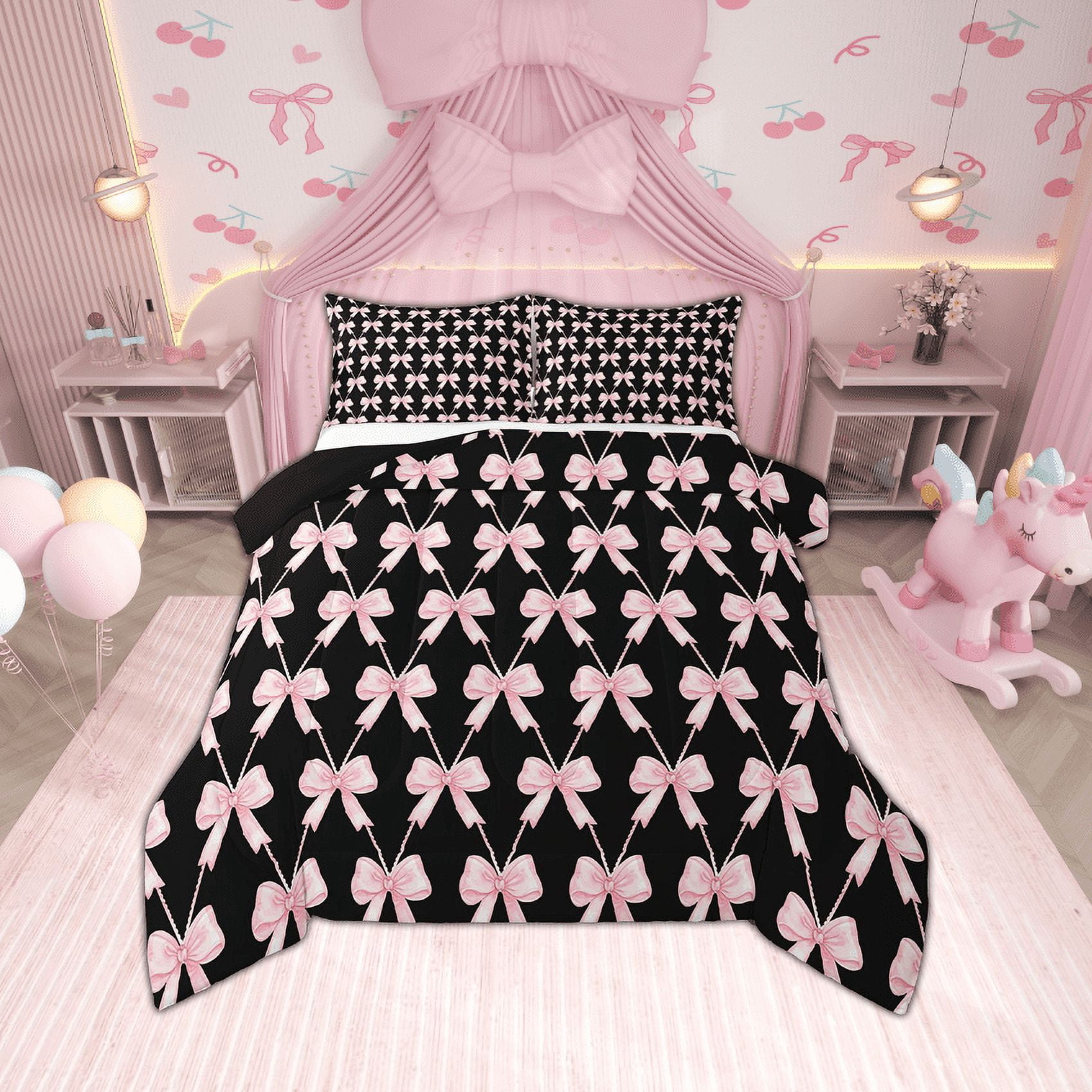 Erosebridal Cute Bow Comforter Sets Queen Size,Buffalo Plaid Bedding ...