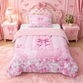 thumbnail image 1 of Erosebridal Cute Bow Tie Twin Comforter Sets For Kids,Fashion Diamond Letter X Initial Monogram Bedding Set,Pink Reversible,2 Pieces, 1 of 7