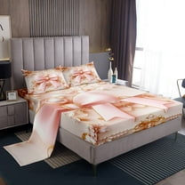 Erosebridal Cute Bow Twin Sheet Sets, Royal Pearl Victorian Damask Bedding Twin Size, Princess Style Home Decor 3-Piece