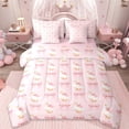 thumbnail image 1 of Erosebridal Cute Bowknot 7 Pieces Bedding Comforter Set,Farm Animal Kawaii Duck Full Bedding Set For Girls,Reversible, 1 of 7