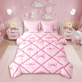 thumbnail image 1 of Erosebridal Cute Bowknot Bedding Sets Twin Size,Pink Buffalo Comforter Sets with Sheets,Bedroom Decor,Reversible, 1 of 3