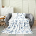 thumbnail image 1 of Erosebridal Cute Bowknot Throw Blanket for Couch, Ocean Conch Seashell Seahorse Starfish Plush Blanket 90x90, 1 of 6