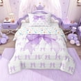 thumbnail image 1 of Erosebridal Cute Bowknot Twin Comforter Sets for Girls, Purple Ribbon Bedding Set, Colorful Stars Reversible, 1 Comforter and 1 Pillowcase, 1 of 6
