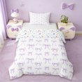 thumbnail image 1 of Erosebridal Cute Bows Bowtie Twin Bedding For Kids,Cartoon Bowknot Print Duvet Cover Set,Purple White 2 Pieces,No Comforter,Reversible, 1 of 6