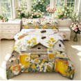 thumbnail image 1 of Erosebridal Cute Bug Bee Full Size Comforter Sets,Elegant Floral Bedding Comforter Set,White Brown,Polkadot Reversible,3pcs,1 Comforter and 2 Pillowcases, 1 of 7