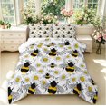 thumbnail image 1 of Erosebridal Cute Bug Bee King Size Comforter Sets,Transitional Sunflower Floral Comforters King Size,Black Silver,Reversible,3 Pieces,1 Comforter and 2 Pillowcases, 1 of 7