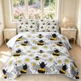 thumbnail image 1 of Erosebridal Cute Bug Bee Quilt King,Transitional Sunflower Floral King Coverlet Set,Black Silver,3 Pieces,1 Bedspread and 2 Pillowcases, 1 of 7