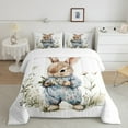 thumbnail image 1 of Erosebridal Cute Bunnies Bedding Full Comforter Set, Floral Rabbit Down Comforter, Happy Easter Decor, Reversible, 1 of 7
