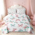 thumbnail image 1 of Erosebridal Cute Butterfly Quilt King, Princess Wildlife King Coverlet Set, Pink Reversible, Blush Mint Watercolor, 3 Pieces (1 Bedspread and 2 Pillowcases), 1 of 7
