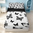 thumbnail image 1 of Erosebridal Cute Butterfly Zipper Full Size Comforter Sets with Fitted Sheet and 2 Pillowcases, Princess Wildlife Zipper Bedding Set, Black Reversible, Black White, Black Reversible, 1 of 7