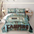 thumbnail image 1 of Erosebridal Cute Camper Bed Spread Queen for Boys Girls, Happy Camping Queen Coverlet Set, 3 Pieces 1 Quilt and 2 Pillowcases, 1 of 7