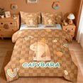 thumbnail image 1 of Erosebridal Cute Capybara 7-Piece Bedding Comforter Set,Brown Classic Geometric Plaid King Bedding Sets For Girls Kids ,Reversible Gray, 1 of 7