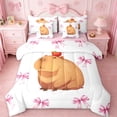 thumbnail image 1 of Erosebridal Cute Capybara 7-Piece Twin Bedding Sets For Girls,Pink Bowknot Bedding Comforter Set For Girls,Pink Reversible, 1 of 7