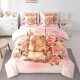 thumbnail image 1 of Erosebridal Cute Capybara Bedding Comforter Set 7pcs For Teens,Romantic Flowers Roses Queen Bedding Sets For Kids Boy Girls,Pink Reversible, 1 of 6