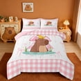 thumbnail image 1 of Erosebridal Cute Capybara Full Size Comforter Sets,Pink Bowknot Ribbon Bows Bedding Sets For Girls Kids ,Reversible Pink 3 Pieces, 1 of 7