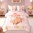 thumbnail image 1 of Erosebridal Cute Capybara Kids Twin Bedding Sets, Cartoon Balloon Bedding Comforter Set, Pink Reversible, 7 Pieces, 1 of 7