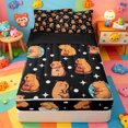 thumbnail image 1 of Erosebridal Cute Capybara Zipper Twin Comforter Sets with Fitted Sheet and 2 Pillowcases,Cute Stars Dot Pattern Zipper Bedding Set For Girls,Black Reversible,4pcs, 1 of 7